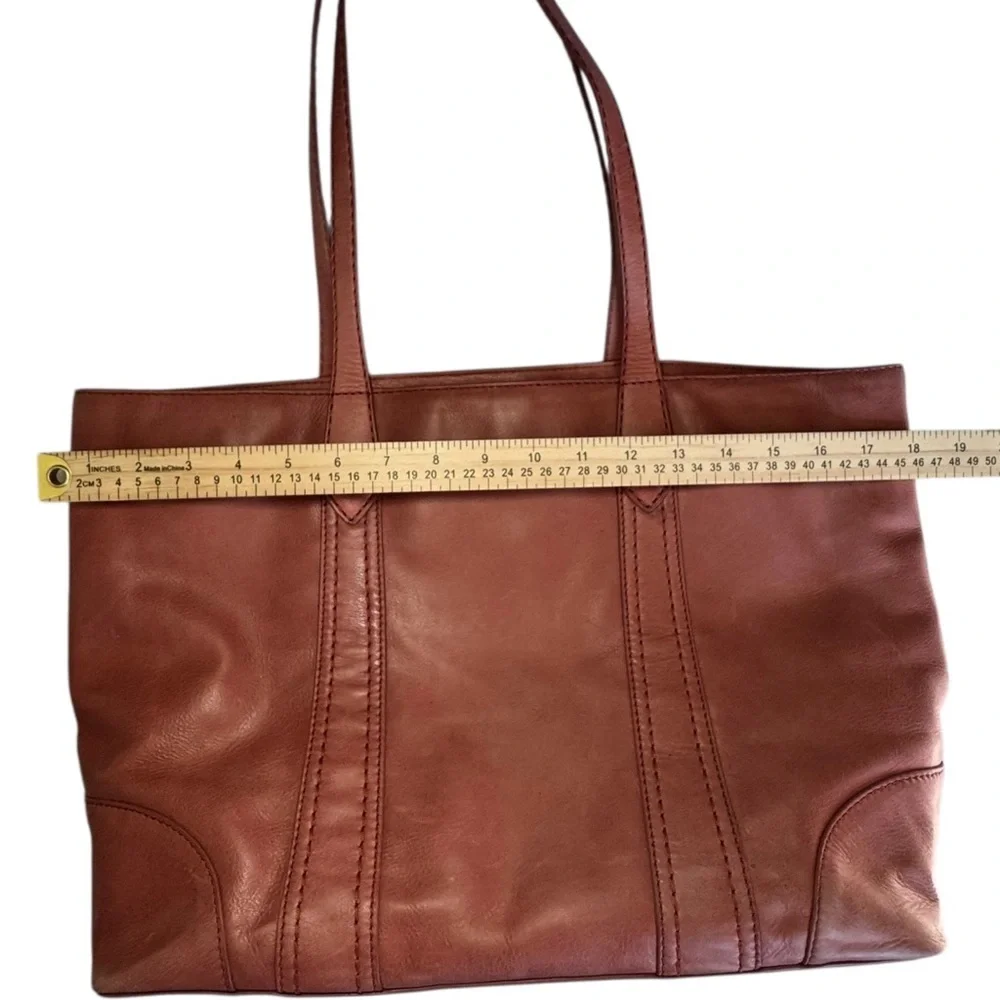 Frye Melissa Shopper Shoulder Tote Apricot Dusty Pink Italian Leather